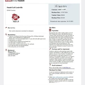 Smash Lab $30 voucher